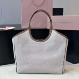 Miu Miu Women IVY Canvas and Leather Tote Bag 5BG286ACRN