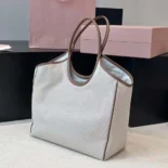 Miu Miu Women IVY Canvas and Leather Tote Bag 5BG286ACRN