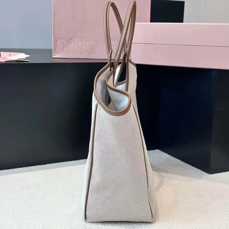 Miu Miu Women IVY Canvas and Leather Tote Bag 5BG286ACRN