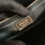 Prada Women Soft Sound Large Leather Shoulder Bag with Charms-Brown