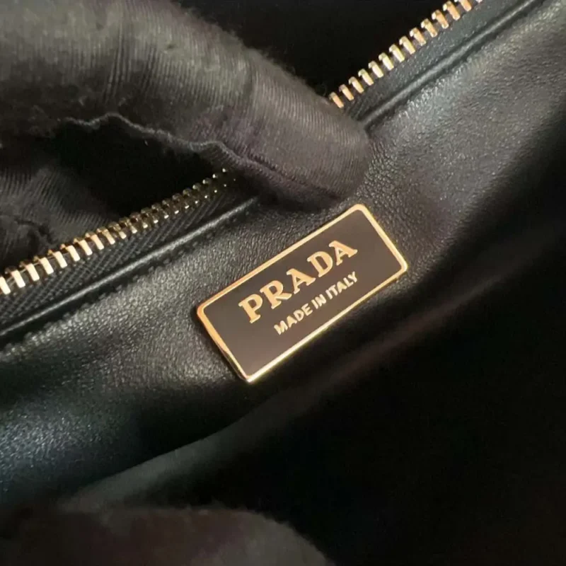 Prada Women Soft Sound Large Leather Shoulder Bag with Charms-Brown