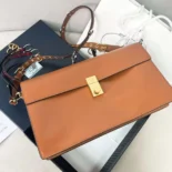 Prada Women Soft Sound Large Leather Shoulder Bag with Charms-Brown