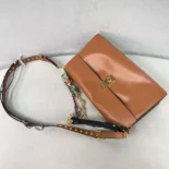 Prada Women Soft Sound Large Leather Shoulder Bag with Charms-Brown