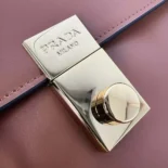 Prada Women Soft Sound Large Leather Shoulder Bag with Charms-Brown