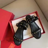 Valentino Women Rockstud Flatform Sandal in Calfskin 45MM-Black