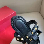 Valentino Women Rockstud Flatform Sandal in Calfskin 45MM-Black
