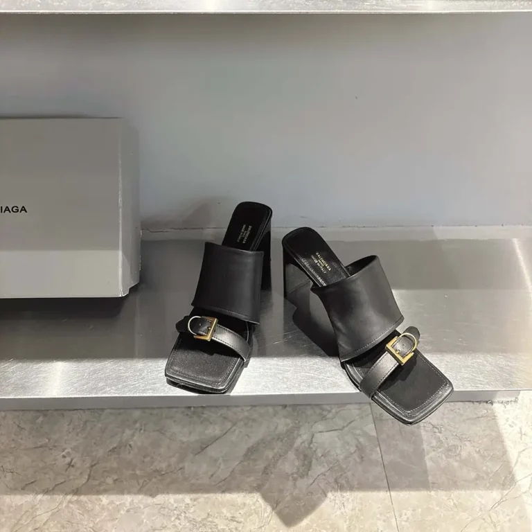 Balenciaga Women Bel Air 80mm Sandal in Black Smooth Calfskin