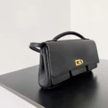 Balenciaga Women Bel Air Clutch On Strap Small in Black Smooth Calfskin