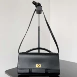 Balenciaga Women Bel Air Clutch On Strap Small in Black Smooth Calfskin