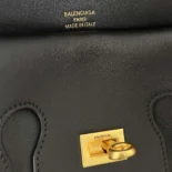 Balenciaga Women Bel Air Clutch On Strap Small in Black Smooth Calfskin