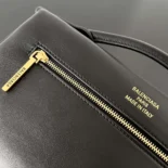 Balenciaga Women Bel Air Clutch On Strap Small in Black Smooth Calfskin