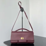 Balenciaga Women Bel Air Clutch On Strap Small in Dark Burgundy