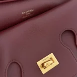 Balenciaga Women Bel Air Clutch On Strap Small in Dark Burgundy