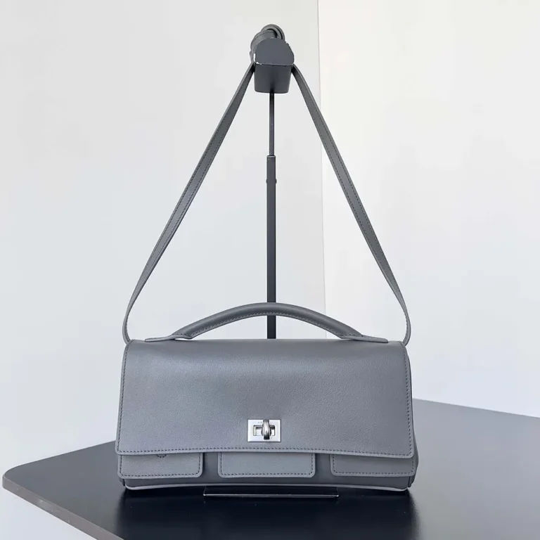 Balenciaga Women Bel Air Clutch On Strap Small in Grey