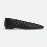 Bottega Veneta Women Sofia Ballerina in Padded Intreccio Leather-Black