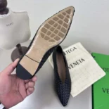 Bottega Veneta Women Sofia Ballerina in Padded Intreccio Leather-Black