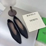 Bottega Veneta Women Sofia Ballerina in Padded Intreccio Leather-Black
