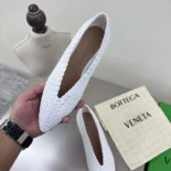 Bottega Veneta Women Sofia Ballerina in Padded Intreccio Leather-White