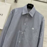 Celine Men Cropped Shirt in Striped Cotton and Silk 2C837830W