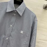 Celine Men Cropped Shirt in Striped Cotton and Silk 2C837830W