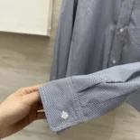 Celine Men Cropped Shirt in Striped Cotton and Silk 2C837830W