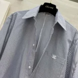 Celine Men Cropped Shirt in Striped Cotton and Silk 2C837830W