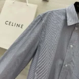 Celine Men Cropped Shirt in Striped Cotton and Silk 2C837830W