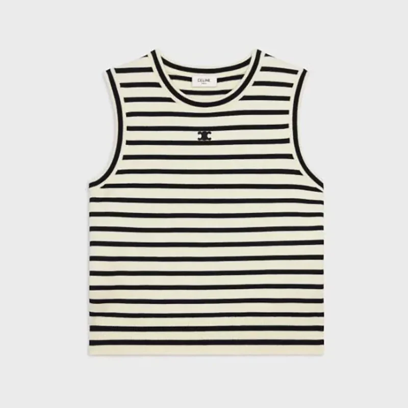 Celine Men Triomphe Sleeevess Mariniere Sweater in Wool-RY04W0101
