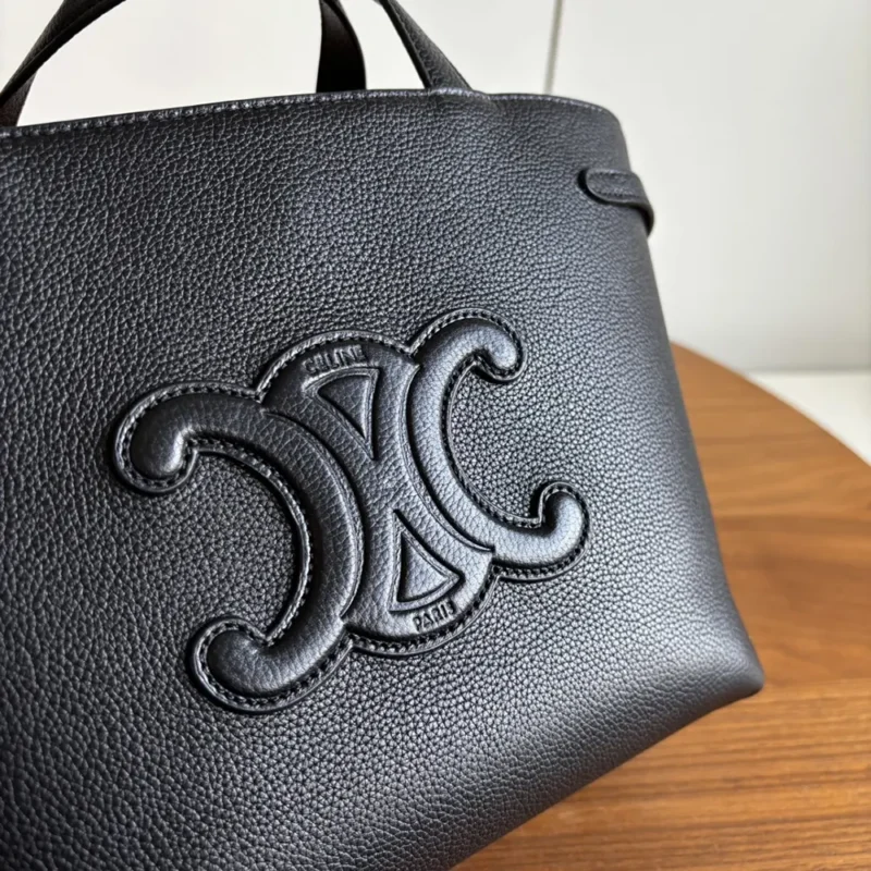 Celine Unisex Mini Cabas Anais Cuir Triomphe in Grained Calfskin-Black 118613ENY