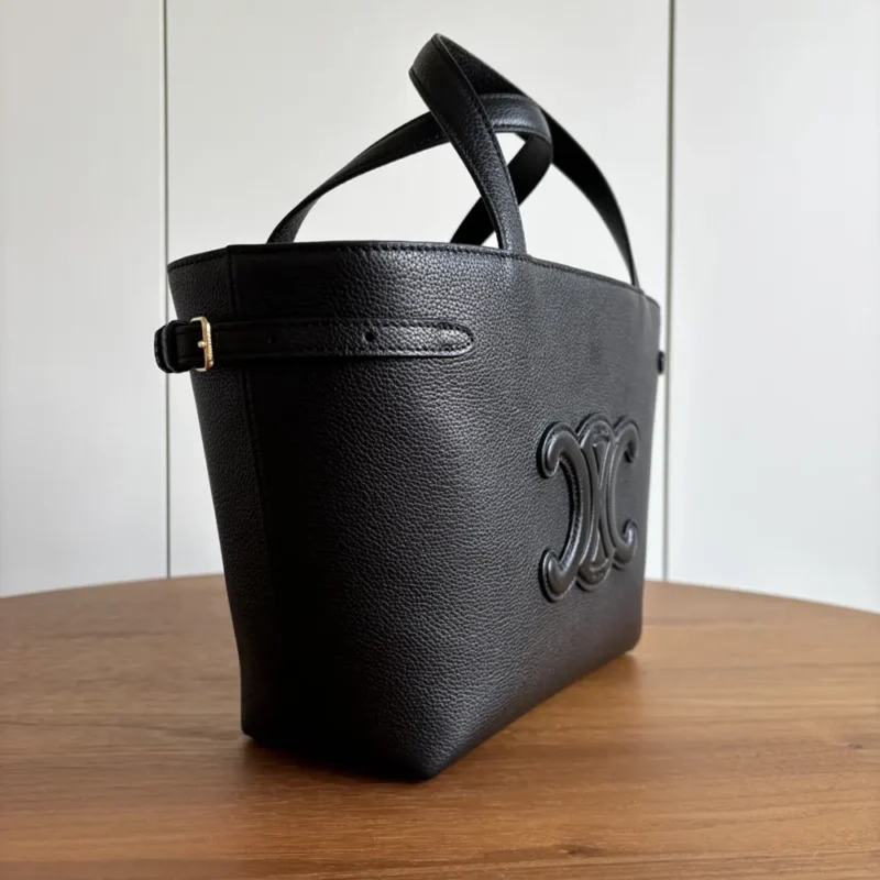 Celine Unisex Mini Cabas Anais Cuir Triomphe in Grained Calfskin-Black 118613ENY