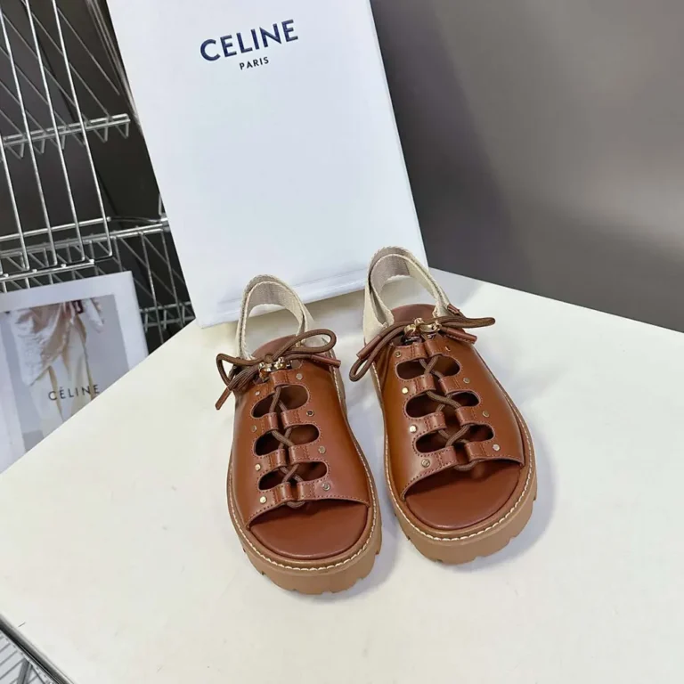 Celine Women Billie Chunky Sandal in Calfskin and Textile