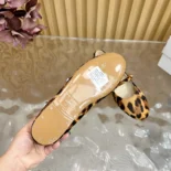 Celine Women Les Ballerines Celine Double Strap Ballerina in leopard Printed Hairy Calfskin