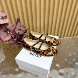 Celine Women Les Ballerines Celine Double Strap Ballerina in leopard Printed Hairy Calfskin