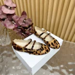 Celine Women Les Ballerines Celine Double Strap Ballerina in leopard Printed Hairy Calfskin