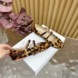 Celine Women Les Ballerines Celine Double Strap Ballerina in leopard Printed Hairy Calfskin