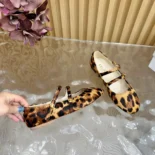 Celine Women Les Ballerines Celine Double Strap Ballerina in leopard Printed Hairy Calfskin