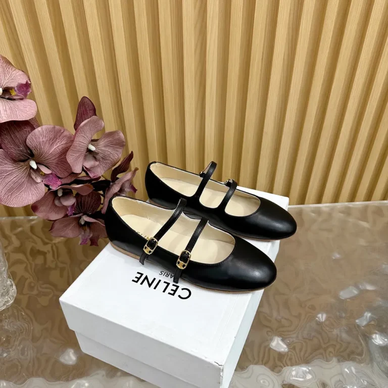 Celine Women Les Ballerines Celine Double Strap in Lambskin