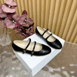 Celine Women Les Ballerines Celine Double Strap in Lambskin