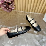 Celine Women Les Ballerines Celine Double Strap in Lambskin