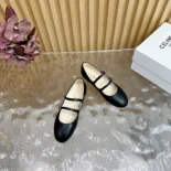 Celine Women Les Ballerines Celine Double Strap in Lambskin