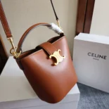 Celine Women Small Bucket Louise in Smooth Calfskin-Brown 119173FX9
