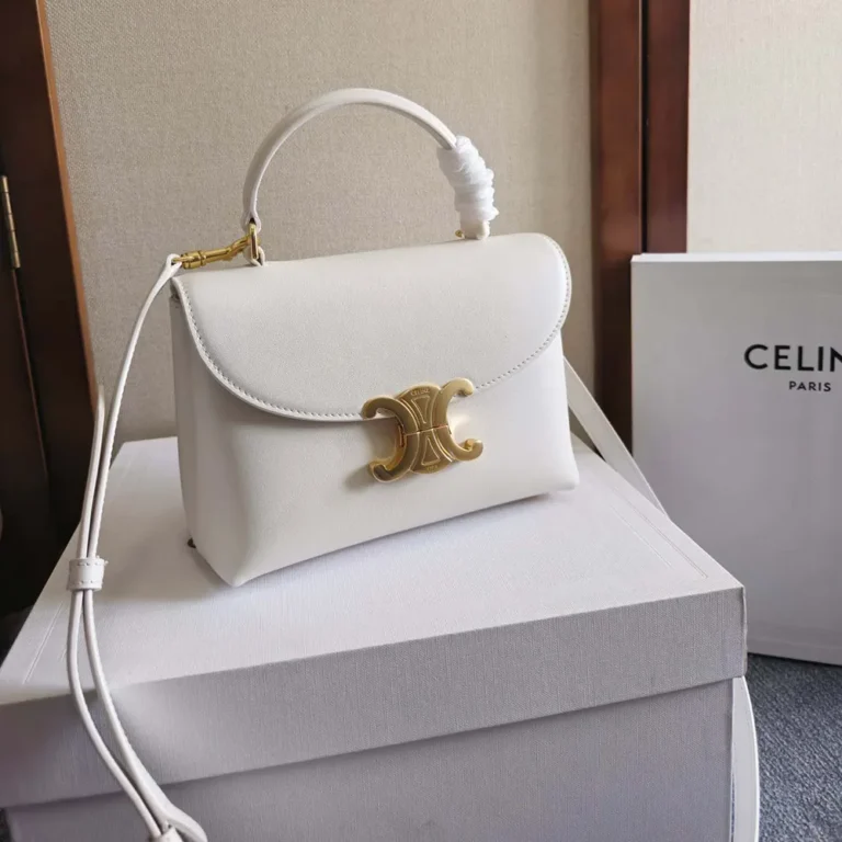 Celine Women Teen Nino Bag in Smooth Satinated Calfskin-White 118113GG2