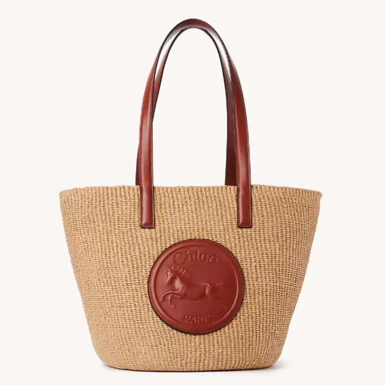 Chloe Women Large Horse Medal basket bag in Natural Fibers-BrownChloe Women Large Horse Medal basket bag in Natural Fibers-Brown