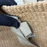 Chloe Women Large Horse Medal basket bag in Natural Fibers-White