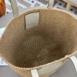 Chloe Women Large Horse Medal basket bag in Natural Fibers-White
