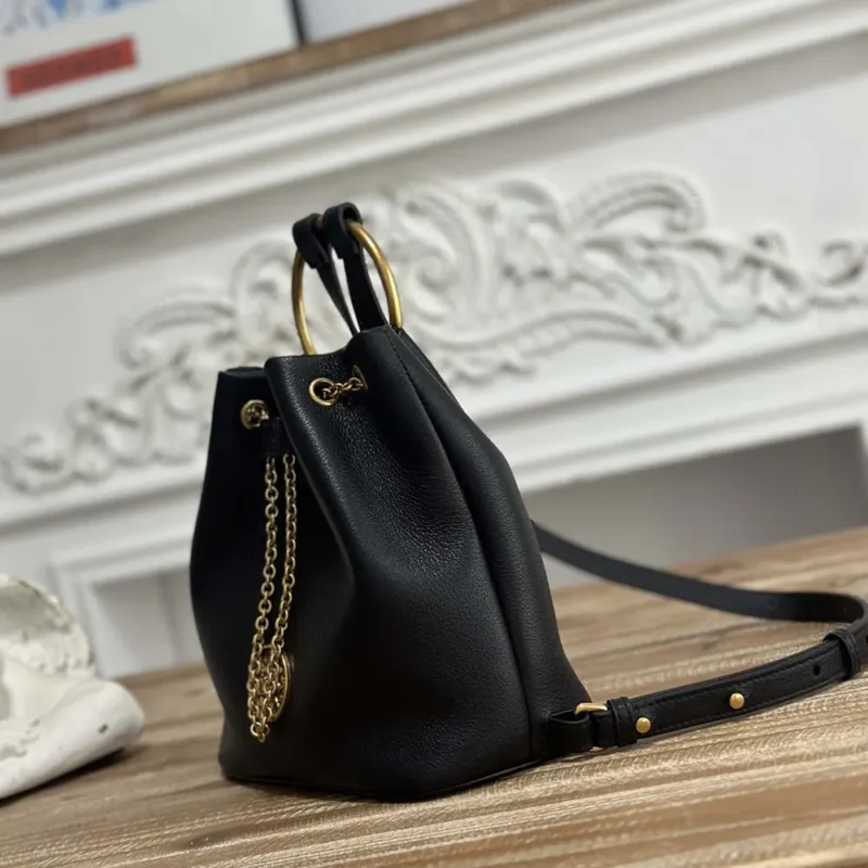 Chloe Women Small Bracelet Backpack in Grained Leather-Black