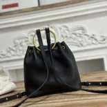 Chloe Women Small Bracelet Backpack in Grained Leather-Black