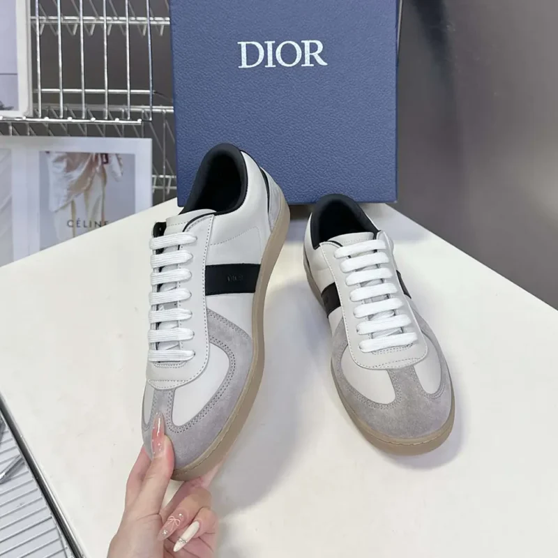 Dior Men B01 Matchpoint Sneaker Black and White Smooth Calfskin with Gray Suede