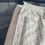 Dior Men Flared Pants Beige Technical Jacquard Taffeta with Dior Oblique Motif