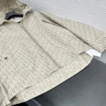 Dior Men Hooded Jacket Beige Technical Jacquard Taffeta with Dior Oblique Motif